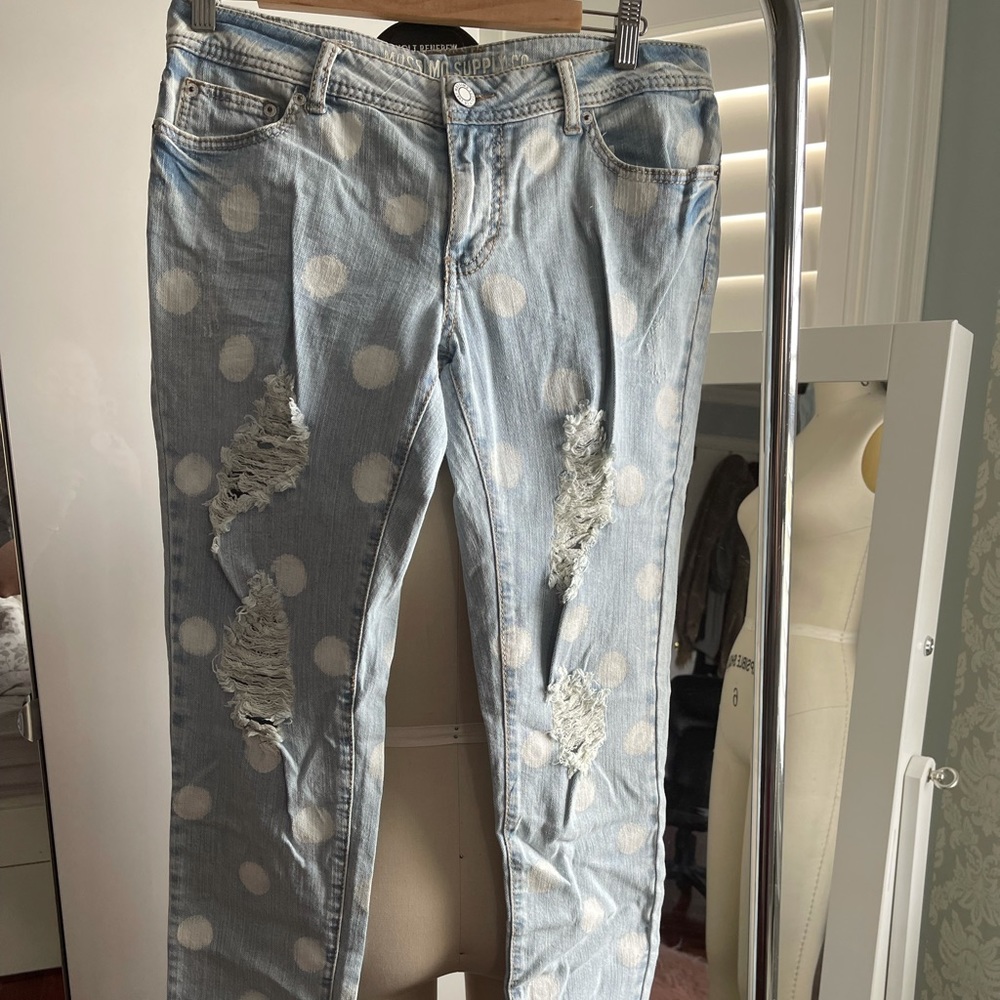 Mossimo Supply Polka Dot Distressed Skinny Jeans